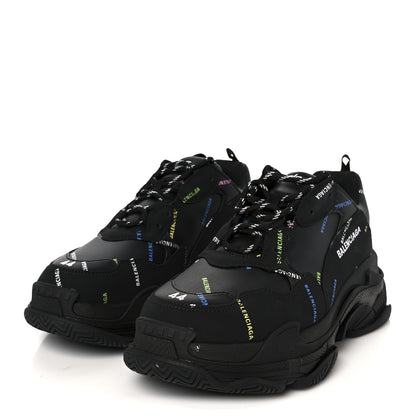 Balenciaga Technical Fabric Allover Logo Mens Triple S Sneakers 44 Black Multicolor 4 of 10