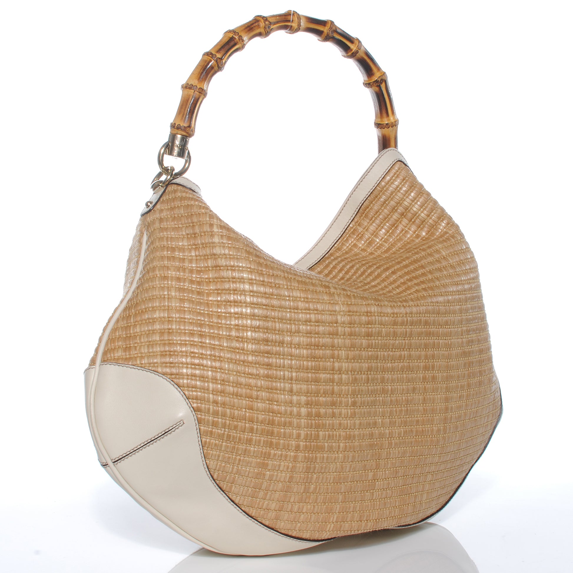 Gucci Straw Peggy Bamboo Handle Hobo 3 of 7