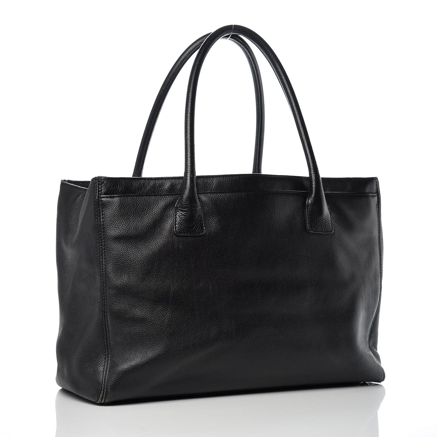 Calfskin Cerf Executive Shopper Tote Black