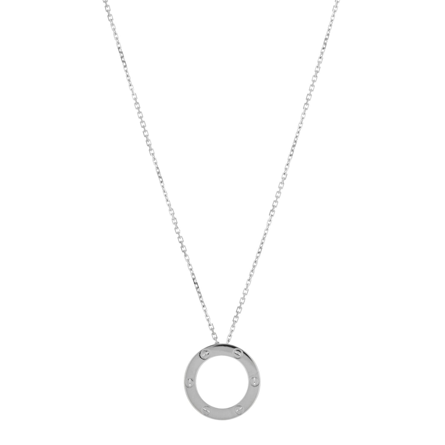 18K White Gold LOVE Pendant Necklace