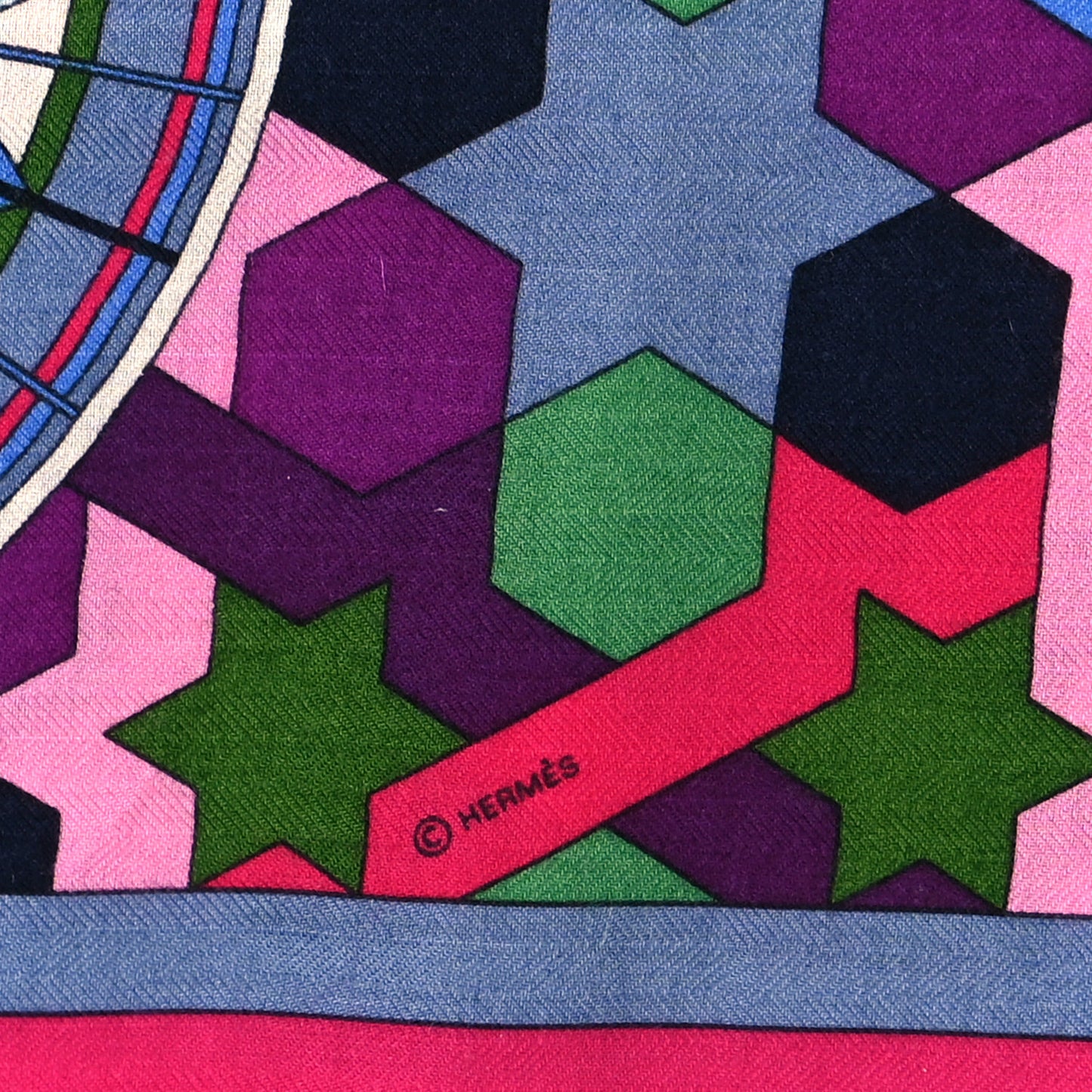 Cashmere Silk Rose de Compas Shawl 140 Fuchsia