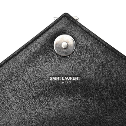 Saint Laurent Sheepskin Matelasse Chevron Monogram Medium College Bag Black 8 of 9