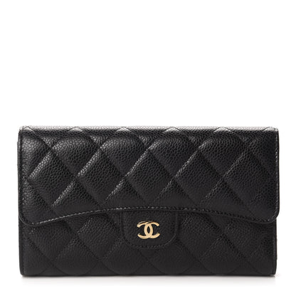 Chanel Caviar Quilted Long Flap Wallet Black 1 of 9