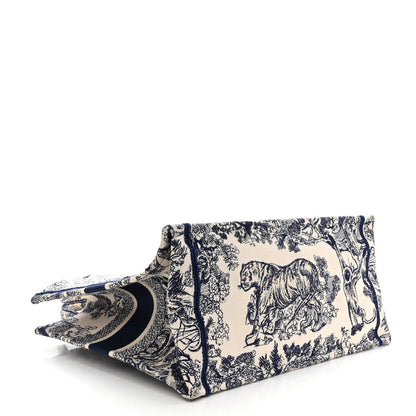 Christian Dior Canvas Embroidered Medium Dioriviera Toile De Jouy Book Tote Blue 4 of 13