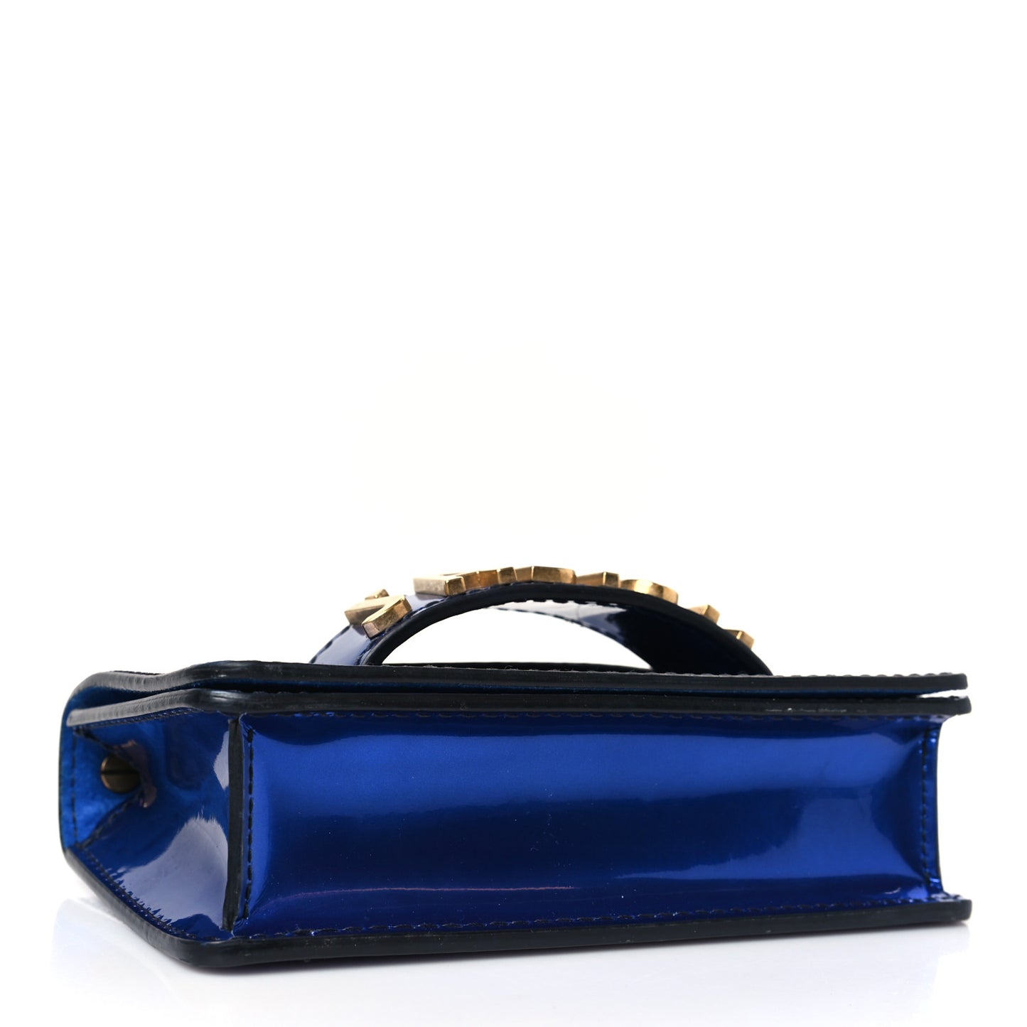 Metallic Calfskin J'Adior Mini Chain Flap Bag Blue