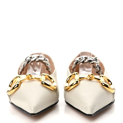 Gucci Nappa Lumiere Deva Horsebit Chain Embellished Flats 35.5 Dusty White 2 of 10