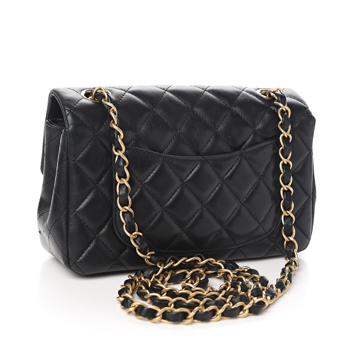 Lambskin Quilted Mini Rectangular Flap Black