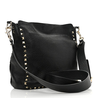 Valentino Garavani Pebbled Calfskin Small Rockstud Flip-Lock Messenger Bag Black 2 of 9