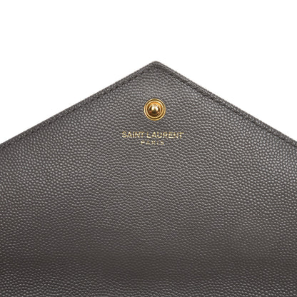 Saint Laurent Grain De Poudre Matelasse Chevron Monogram Chain Wallet Oyster Grey 6 of 7