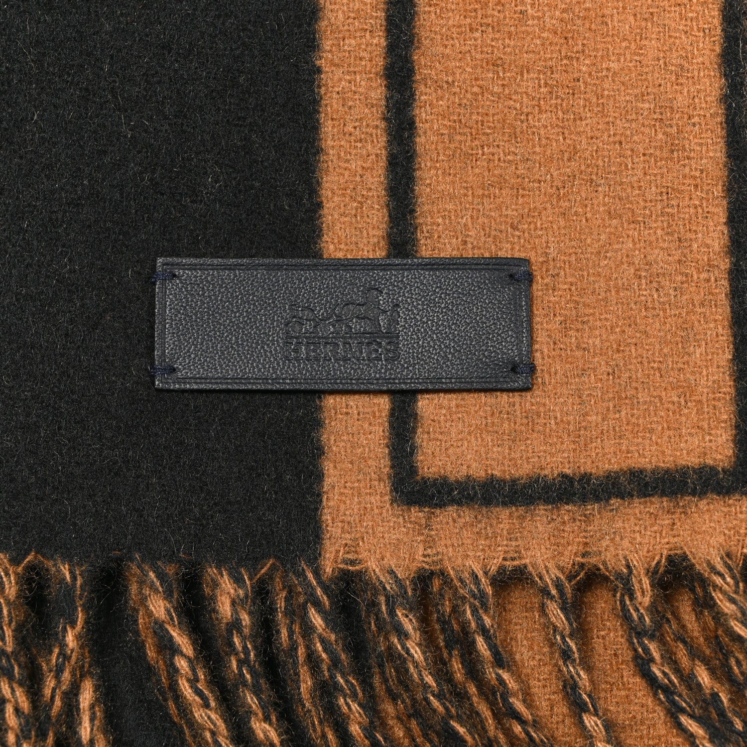 Hermes Cashmere Casaque Clefs de H Muffler Black Alezan 1822145
