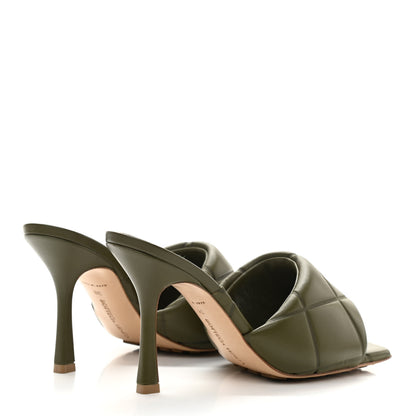 Bottega Veneta Nappa Quilted Rubber Lido Mule Sandals 38 Khaki 4 of 7