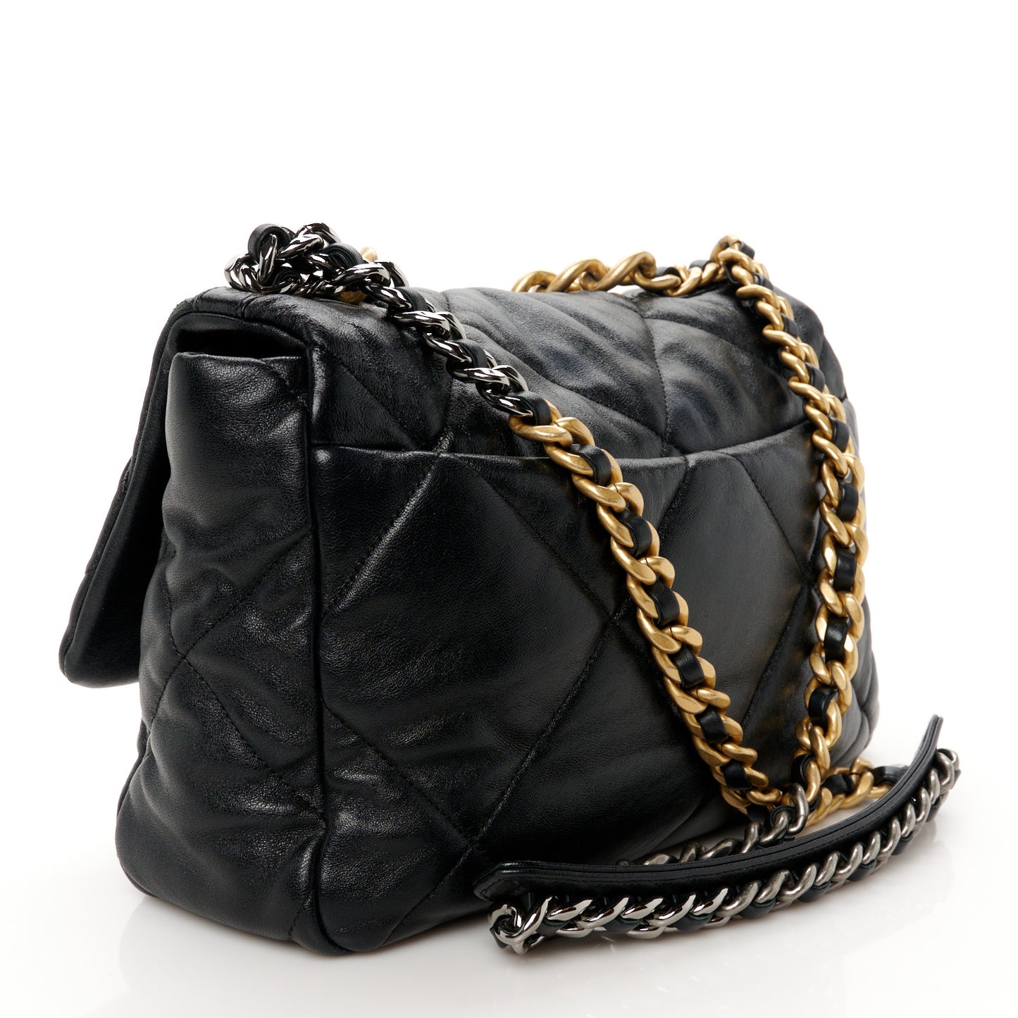 Lambskin Quilted Large Chanel 19 Flap Black