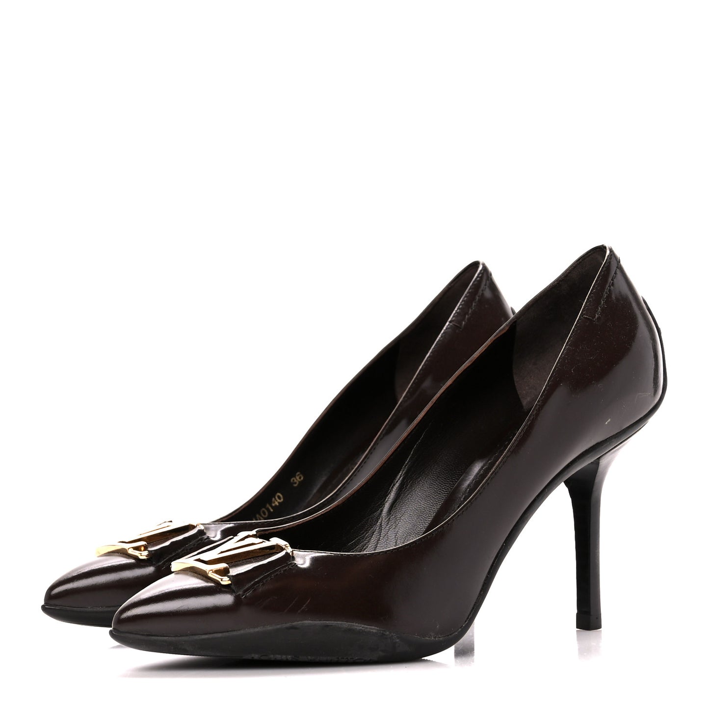 Glazed Calfskin Candice Pumps 36 Moka