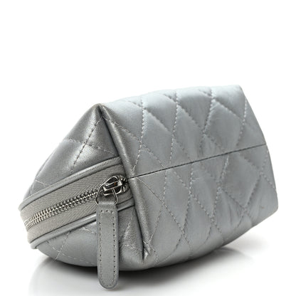 Chanel Metallic Lambskin Quilted Reissue Cosmetic Case Silver 3 of 8