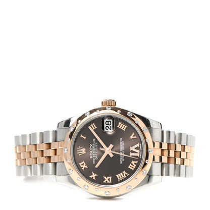 Rolex Stainless Steel 18K Everose Gold Diamond 31mm Oyster Perpetual Datejust Watch Chocolate Roman 178341 2 of 5