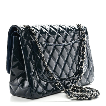 Chanel Patent Quilted Jumbo Double Flap Dark Blue 3 of 11
