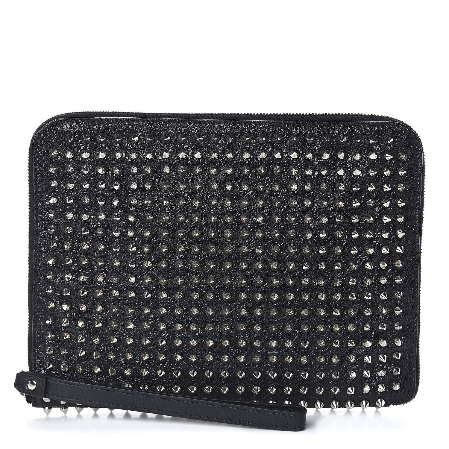 Christian Louboutin Metallic Calfskin Spiked IPad Case Black 1 of 8