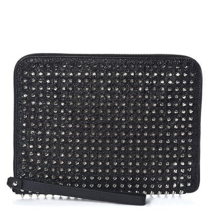 Christian Louboutin Metallic Calfskin Spiked IPad Case Black 1 of 8