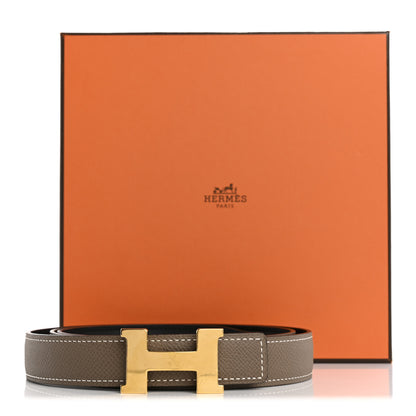 Hermes Swift Epsom 24mm Mini Constance H Belt 100 40 Black Etoupe 7 of 7