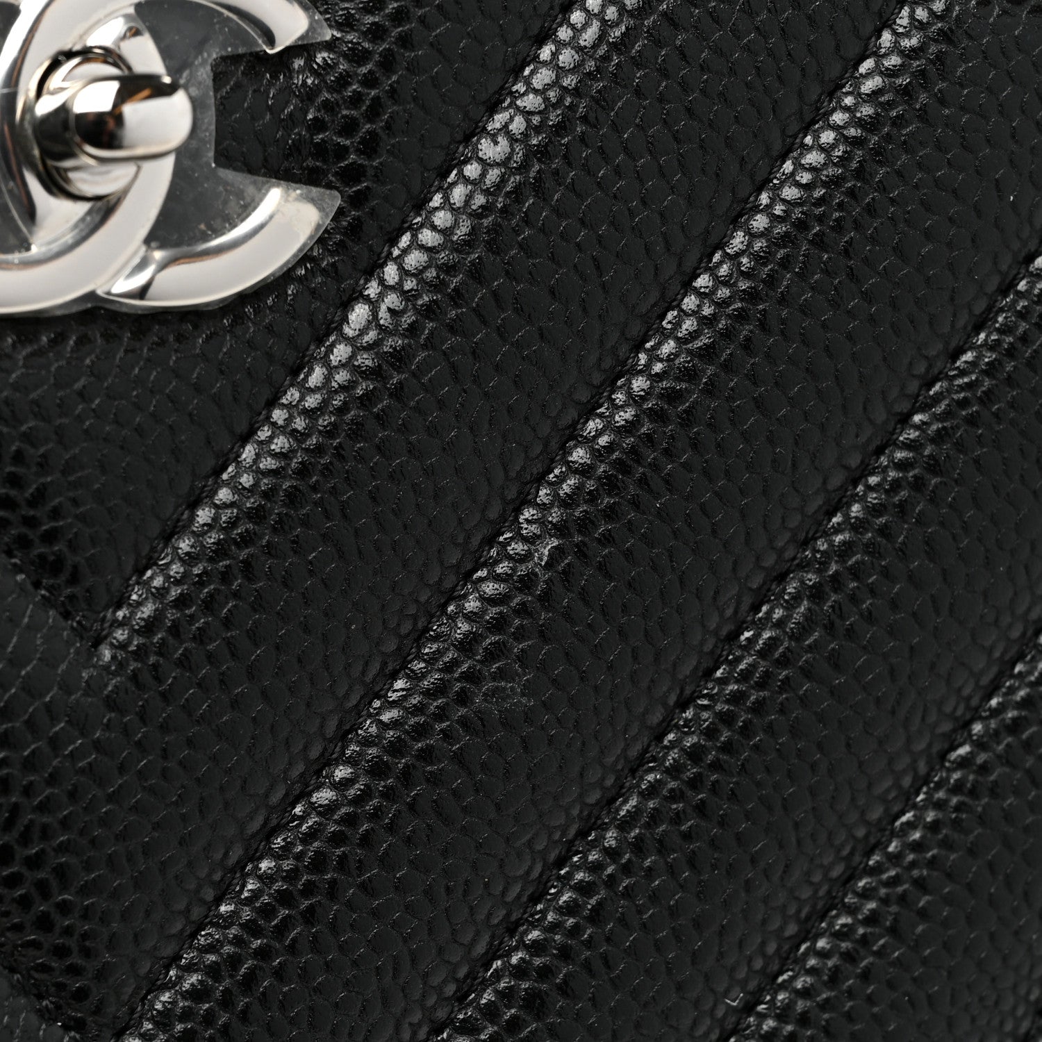 Chanel Caviar Chevron Quilted Large Shopping Tote Black 15 of 15