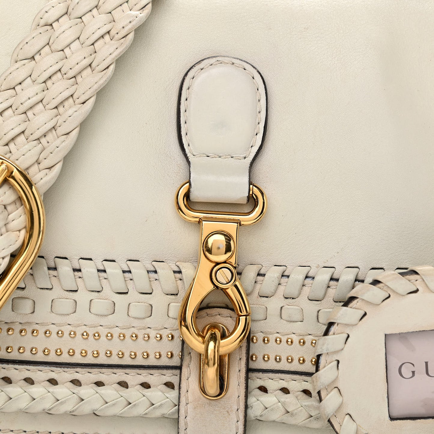 Calfskin Handmade Medium Flap Shoulder Bag Off White