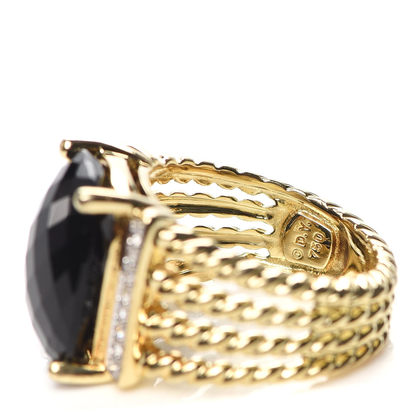 18K Yellow Gold Diamond Black Onyx 16mm Wheaton Ring 54 7