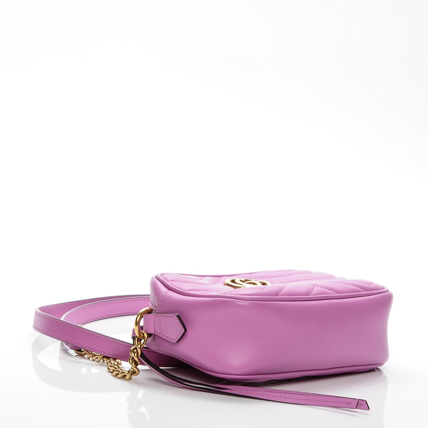 Calfskin Matelasse Mini GG Marmont Chain Shoulder Bag Candy Mousse
