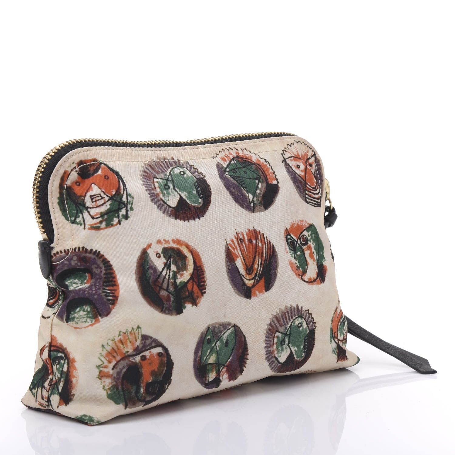 Burberry Technical Nylon Pallas Heads Print Large Zip Pouch Natural White 3 of 10