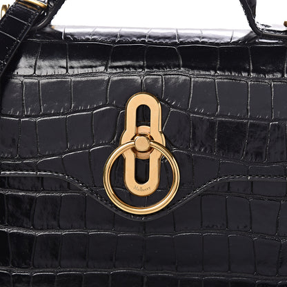 Mulberry Calfskin Crocodile Embossed Mini Seaton Black 20 of 20