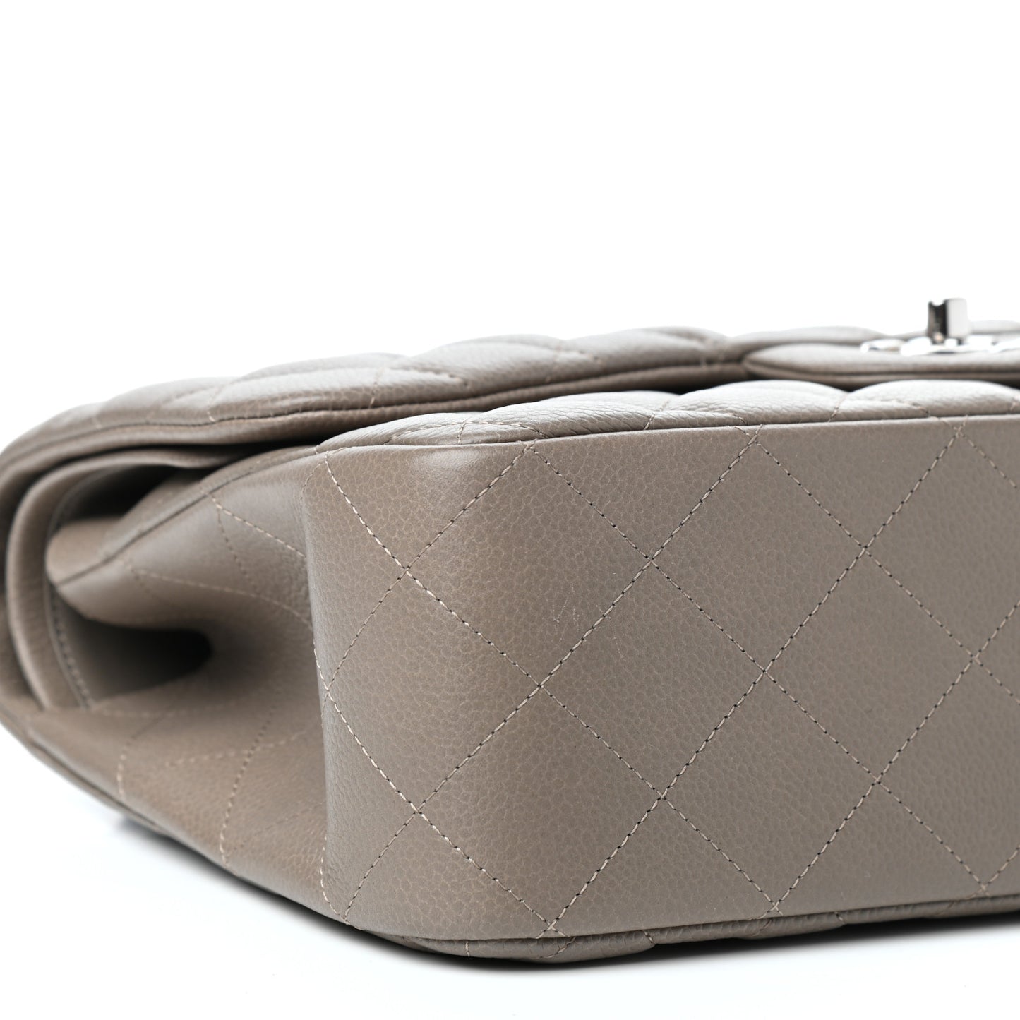 Caviar Quilted Jumbo Double Flap Taupe