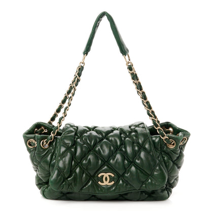 Chanel Lambskin Bubble Quilt Accordion Flap Dark Green 1 of 10