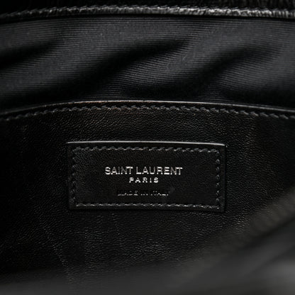 Saint Laurent Cracked Shiny Calfskin Matelasse Chevron Monogram Large College Satchel Black 5 of 9