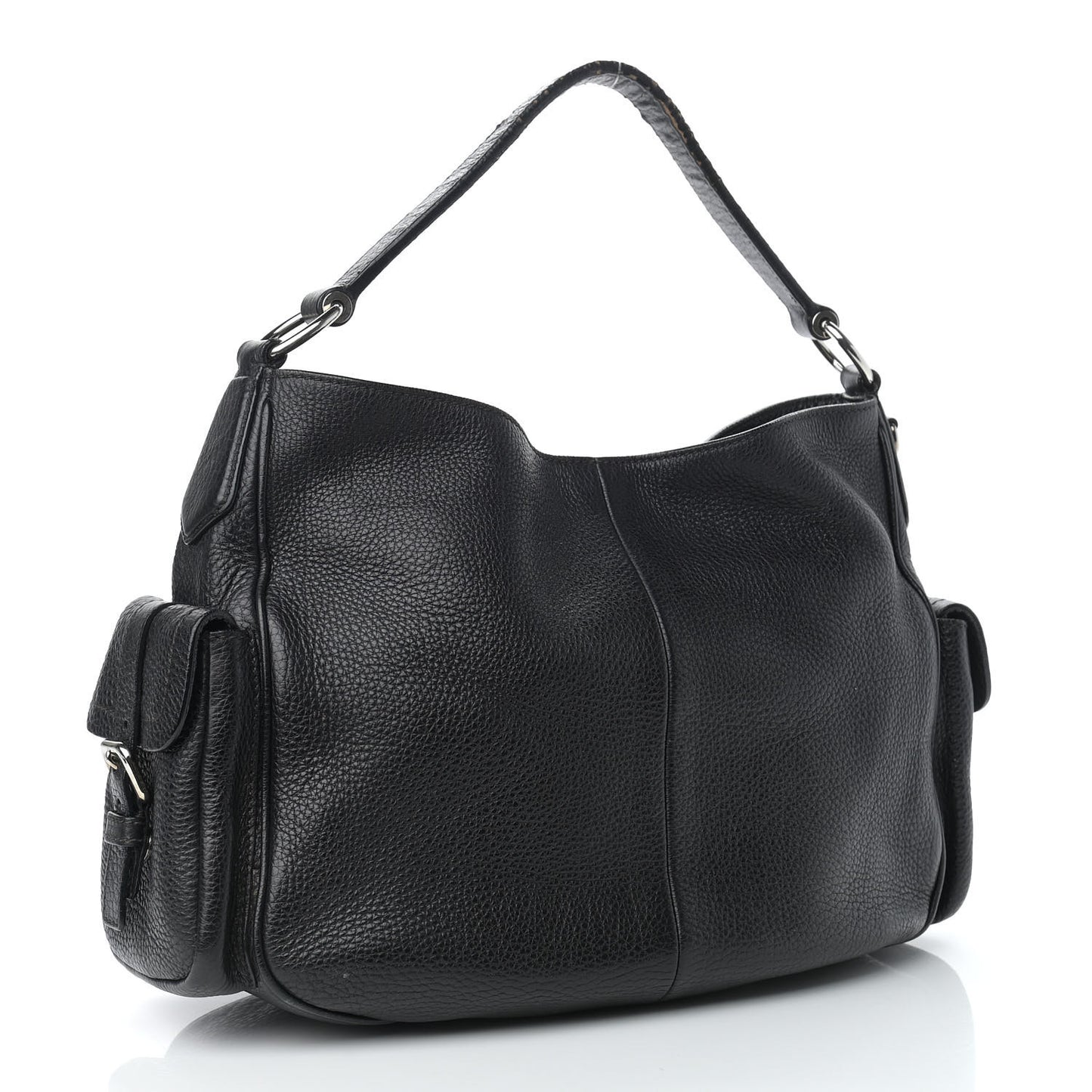 Vitello Daino Side Pocket Hobo Black