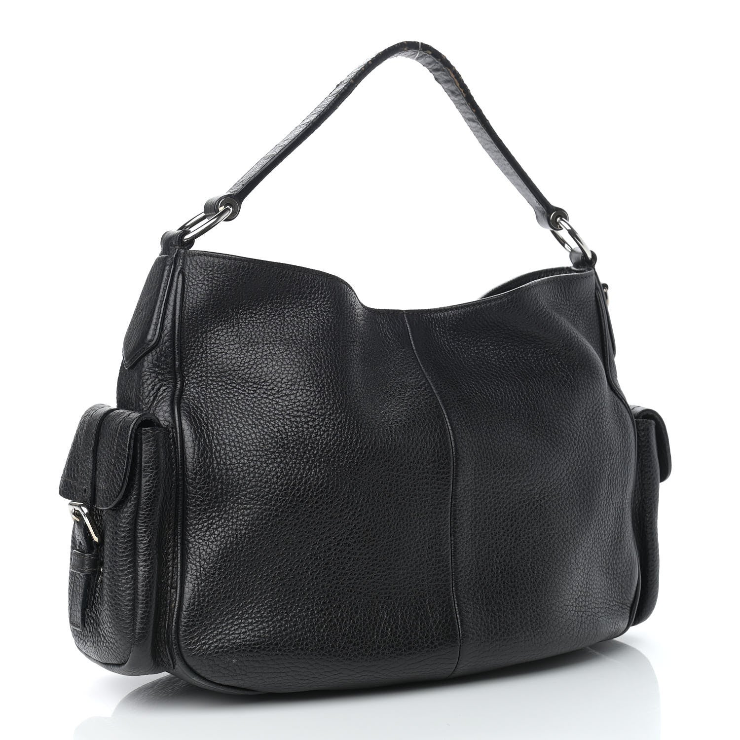 Prada Vitello Daino Side Pocket Hobo Black 2 of 11