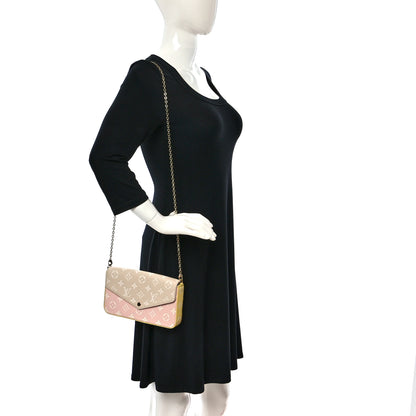 Louis Vuitton Empreinte Spring in the City Felicie Pochette Chain Wallet Pink Beige Yellow 2 of 8