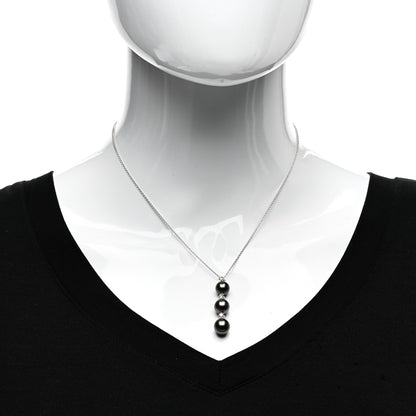 Mikimoto 18K White Gold Diamond South Sea Pearl Three Pearl Drop Necklace 2 of 4