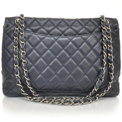 Chanel Washed Caviar Maxi Flap Navy Blue SHW 4 of 10