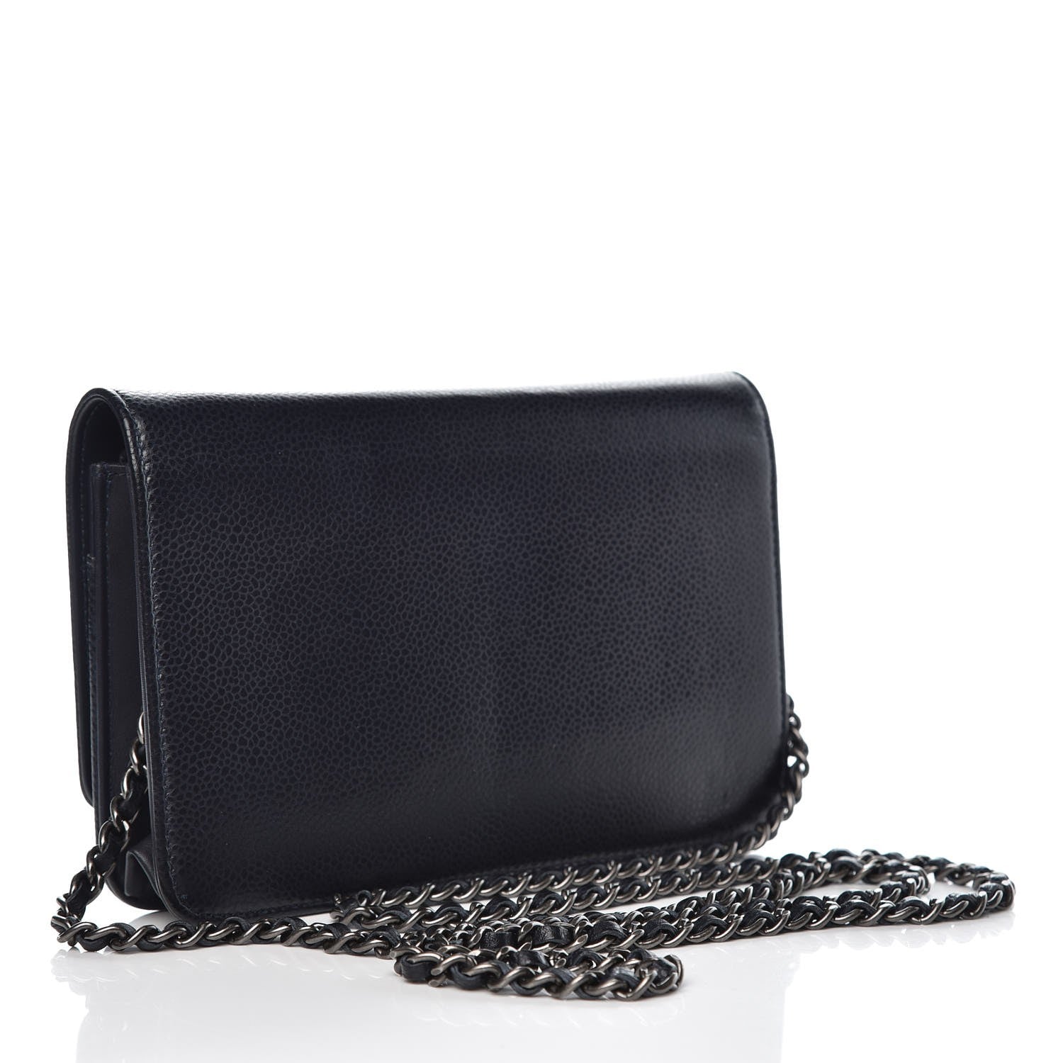 Chanel Caviar Timeless CC Wallet On Chain WOC Navy Blue 13 of 20