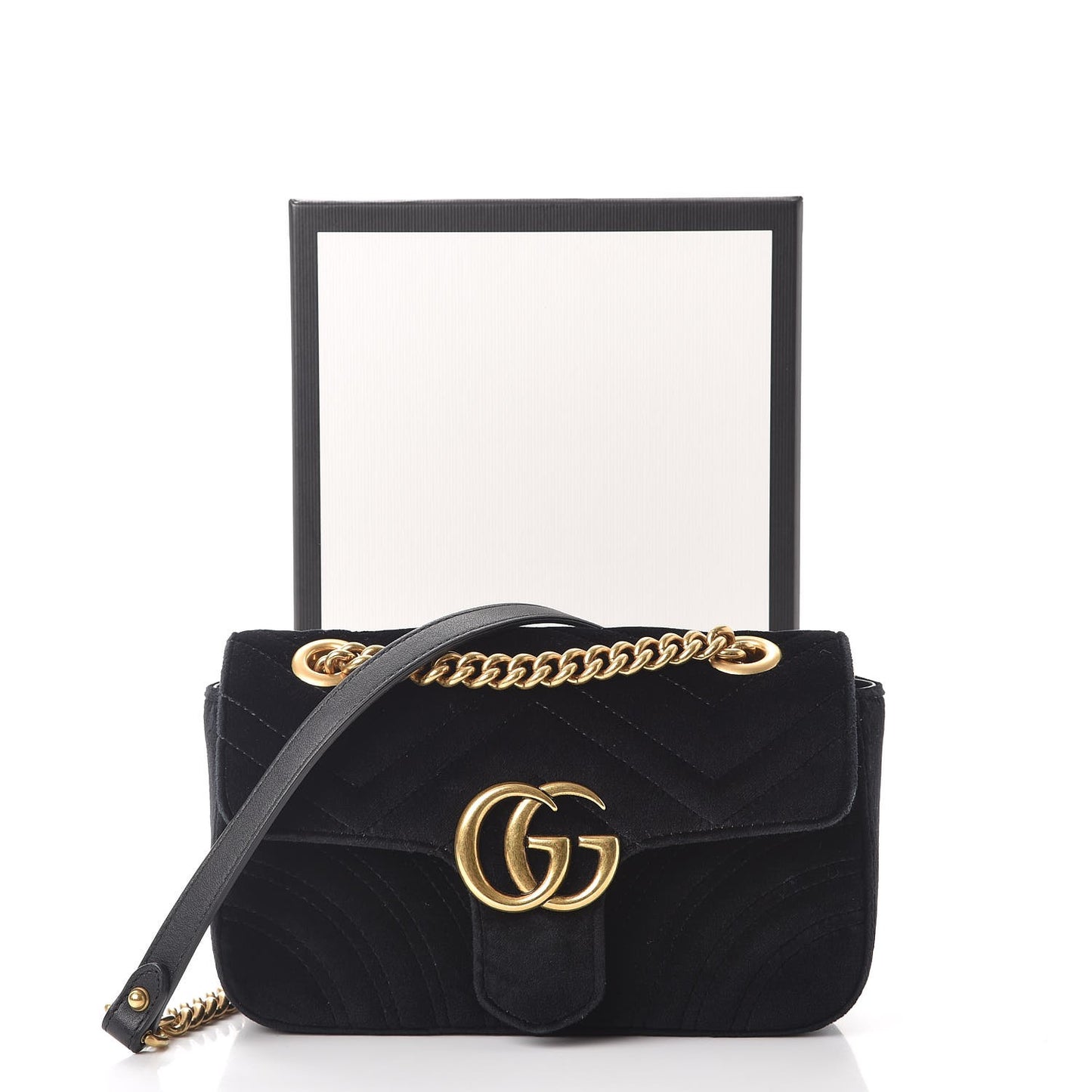 Velvet Matelasse Mini GG Marmont Shoulder Bag Black