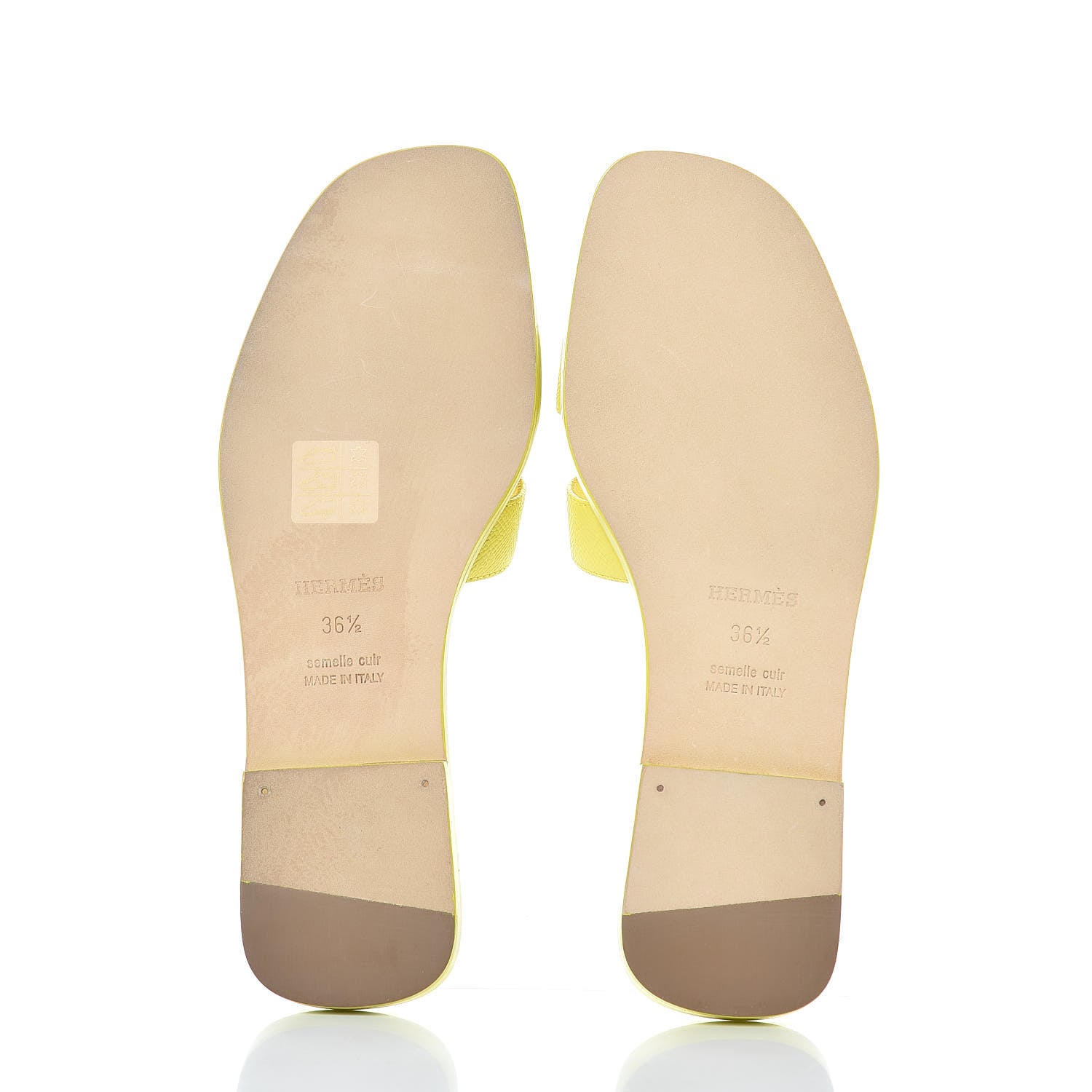 Hermes Epsom Oran Sandals 36.5 Jaune Pollen 5 of 9