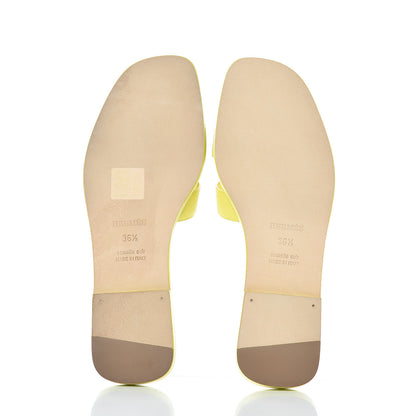 Hermes Epsom Oran Sandals 36.5 Jaune Pollen 5 of 9