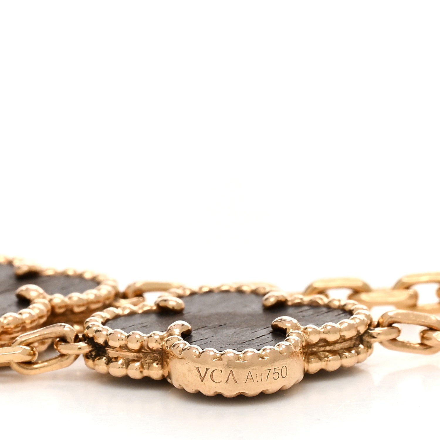 Van Cleef & Arpels 18K Rose Gold Letterwood 5 Motifs Vintage Alhambra Bracelet 3 of 4