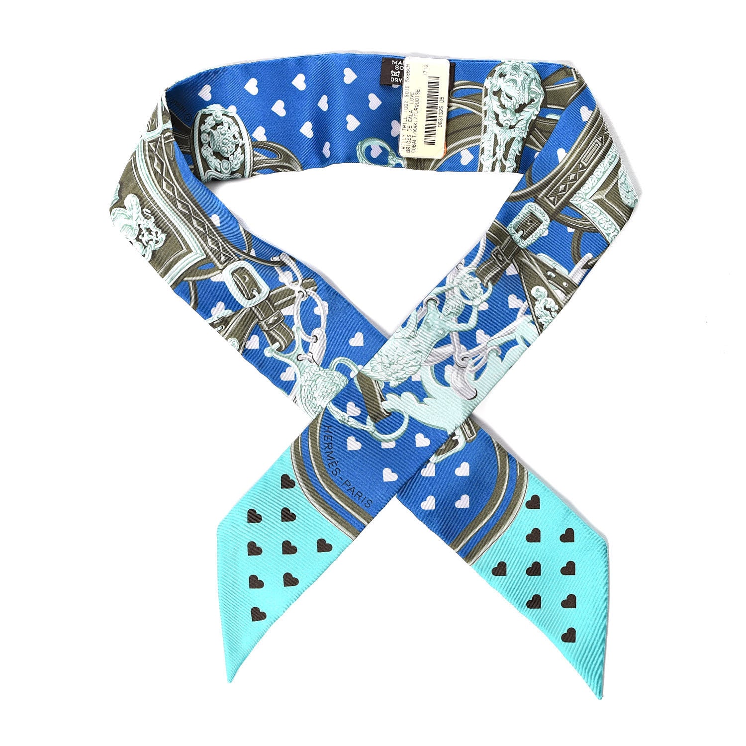 Hermes Silk Brides De Gala Love Twilly Cobalt Kaki Turquoise 1 of 5