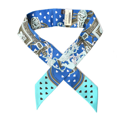 Hermes Silk Brides De Gala Love Twilly Cobalt Kaki Turquoise 1 of 5
