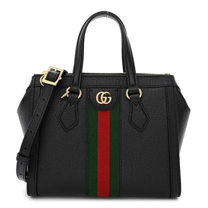 Gucci Textured Calfskin Web Small Ophidia Tote Bag Black 1 of 12
