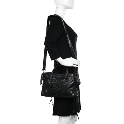 Balenciaga Agneau Classic Hardware S City Logo Strap Black White 2 of 10