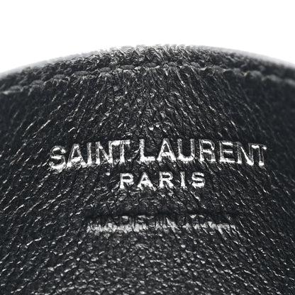 Saint Laurent Grain De Poudre Matelasse Chevron Monogram Credit Card Case Black 6 of 8