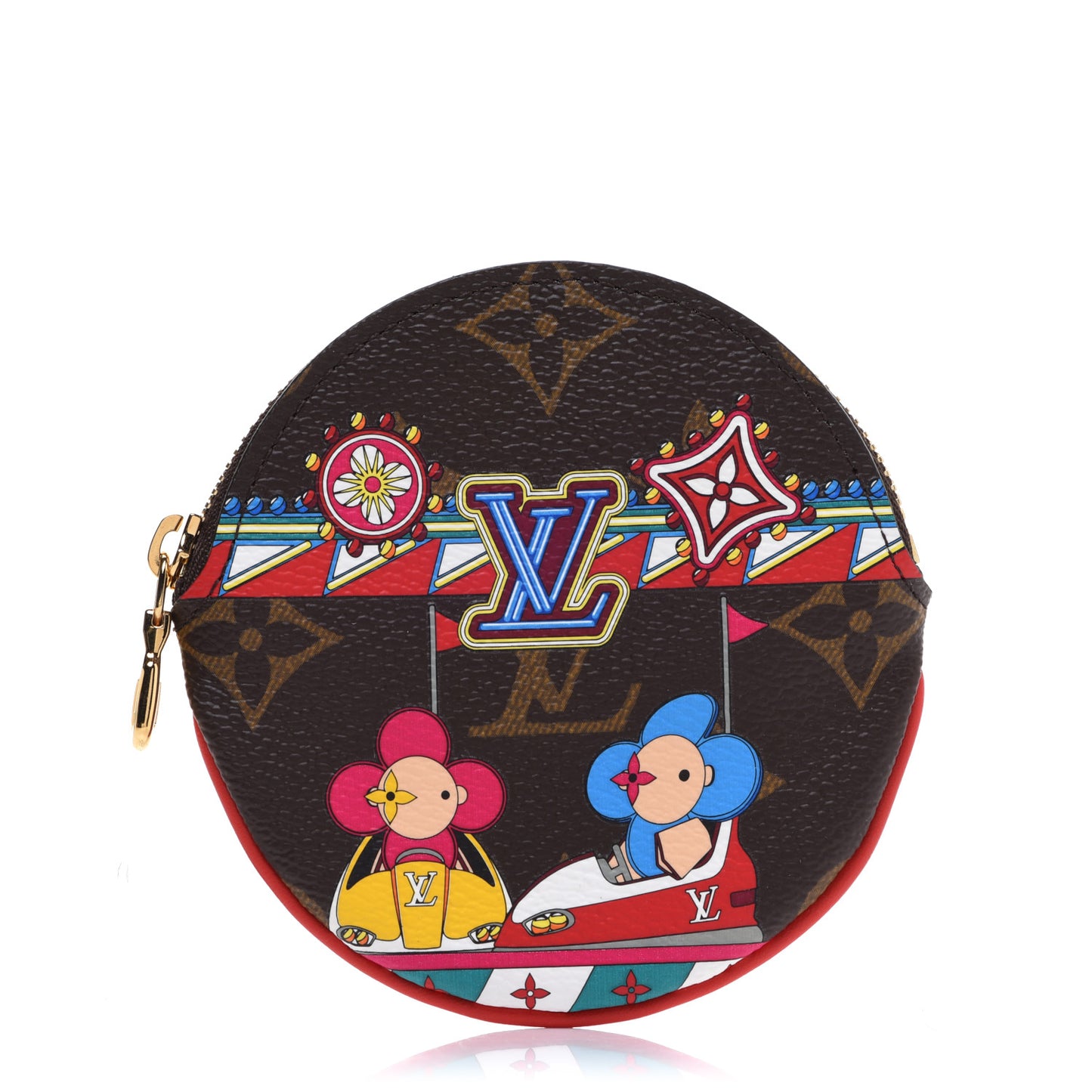 Monogram 2020 Christmas Animation Bumper Cars Round Coin Purse Coquelicot