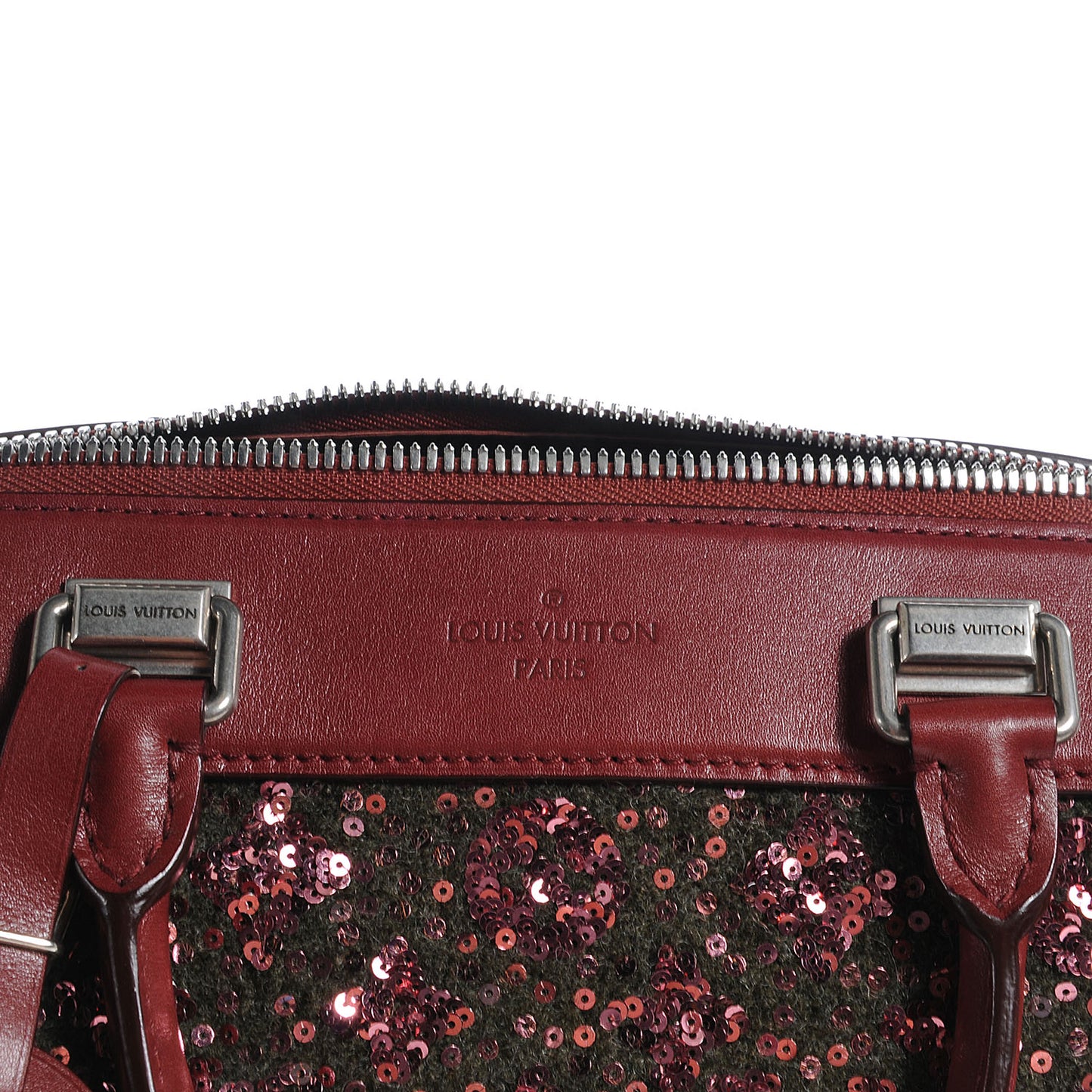 Sequin Monogram Sunshine Express Speedy Burgundy