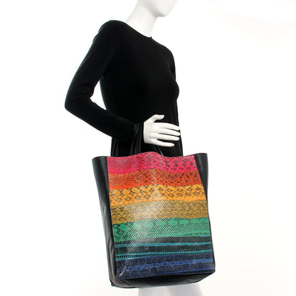 Celine Ayers Snakeskin Vertical Cabas Black Multi 2 of 6